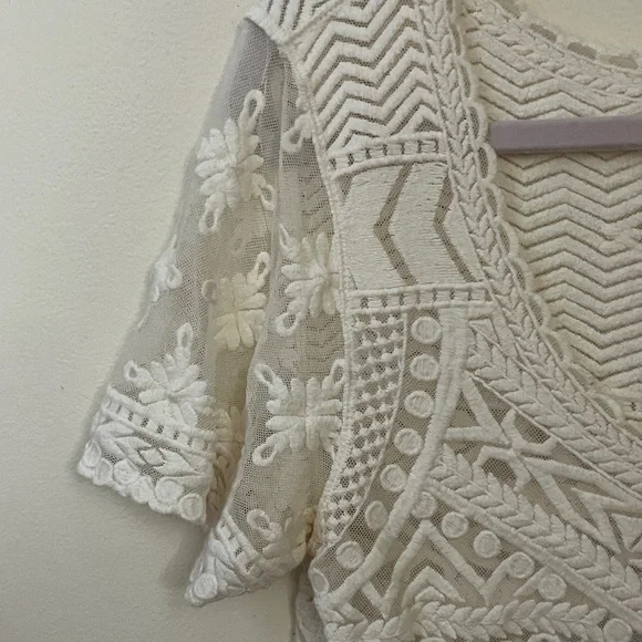 Meadow Rue Cream Embroidered Blouse - Picture 5 of 7